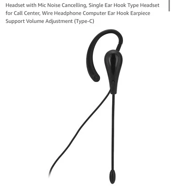 Single Ear Hook Type Headset for Call Center/ Headset with Mic Noise Cancelling, - Image 1 of 4
