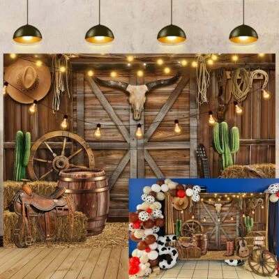 Western-Cowboy-Hintergrund Western-Party-Dekorationen 18 x 15 m rustikales Ho... - Bild 1 von 4