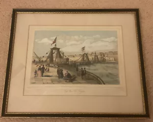 Antique Vintage Colour Jules Arnout Lithograph Print Picture Chain Pier Brighton - Picture 1 of 18