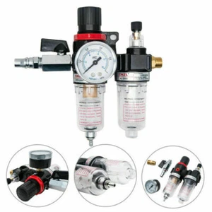 G1/4" Air Compressor Filter Oil Water Separator Trap Tools W/ Regulator Gauge US - Picture 1 of 6