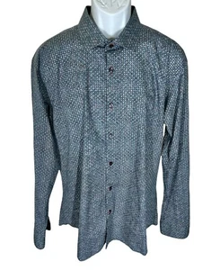 Jared Lang Long Sleeve Blue Printed Button Down Shirt Men’s Size 2XL - Picture 1 of 3