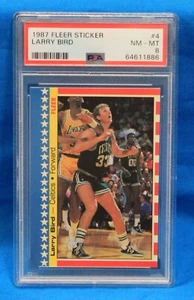 1987 FLEER STICKER # 4 Larry Bird PSA 8 NM-MT # 64611886  BOSTON CELTICS !!! - Picture 1 of 2