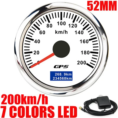 52mm GPS Speedometer Gauge 0-200km/h for Motorcycles Boat Car Truck ATV White - Image 1 of 4