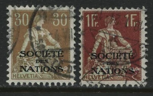 Switzerland 1922 Societe des Nations 30 centimes & 1 franc used - Picture 1 of 1