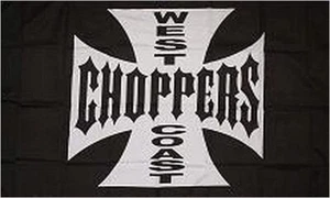 West Coast Choppers Black Biker 3x5 Ft Flag Motorcycle Garage Wall Banner - Foto 1 di 2