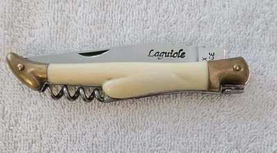 Vintage Laguiole Inox Folding Pocket Knife and Corkscrew Tool Made In France  - Image 1 of 4