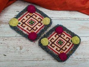 Vintage Kuchi Perlen Evil Eye Patches passendes Paar 5" x 4,5" (19449) - Bild 1 von 7