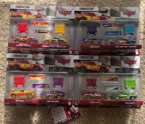 Disney Pixar Cars 2025 NASCAR Diecast Complete Set of 4 2 Packs Accessories NEW - Picture 1 of 2