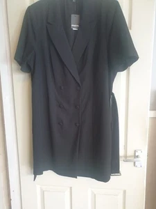 Ladies Plus Size Simply Be Double Breasted Belted Shirt Dress Size 22 Black - Picture 1 of 13