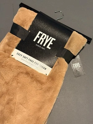 FRYE Faux Fur Throw Blanket 50 x 70" Caramel Brown Tan Beige NWT - Image 1 of 4