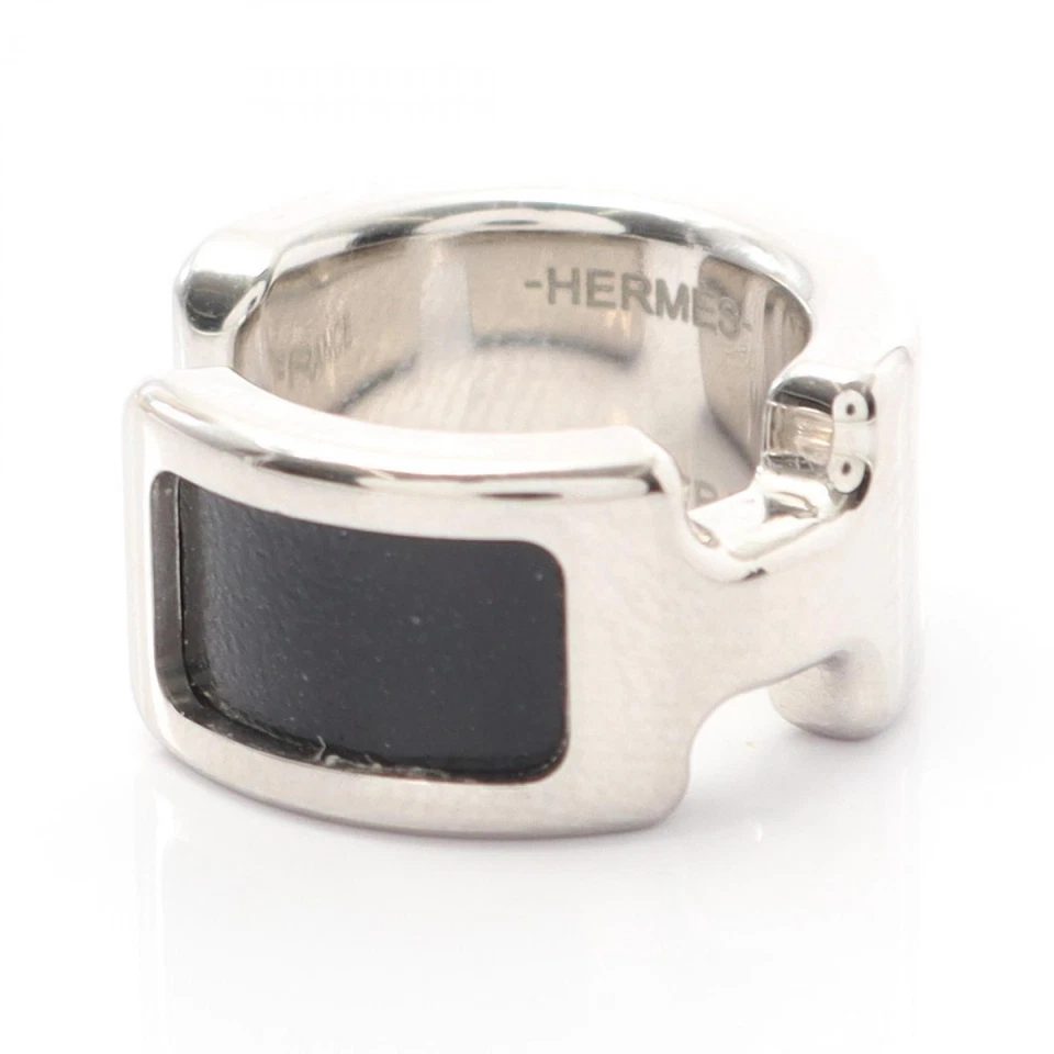 Pendientes HERMES Olympe PM Oreja Acero Inoxidable Cuero Negro Usado Mujer Foto 1 de 4