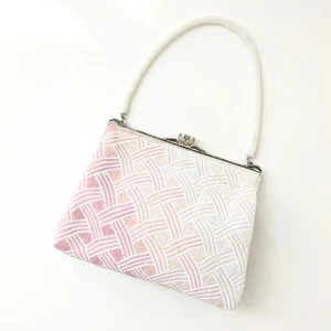 Japanese Vintage Beaded Evening Bag Hashimoto White Plaid pattern 7 x 5 in - Picture 1 of 19