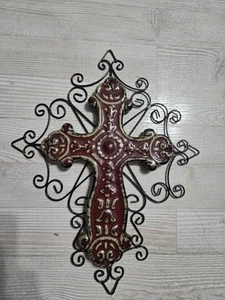 Arte de pared cruzada de cerámica y metal - Imagen 1 de 4