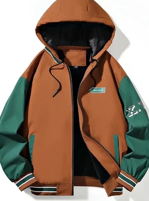 Jacket Men Hooded Fur Trim Warm Lined Jacket Coat Plus Size Men Bomber 2XL - 5XL - Image 1 of 4