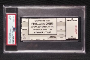 Rare grunge rock DROP IN THE PARK 1992 CONCERT TICKET w/ PEARL JAM graded NM PSA - Picture 1 of 2