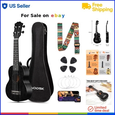 Concert Ukulele Sapele Wood with Gig Bag 4 Picks Nylon Strings Beginner Gift - Image 1 of 4