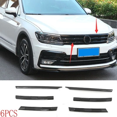Tira de parrilla central delantera negra brillante para Volkswagen Tiguan 2018-2021 Foto 1 de 4