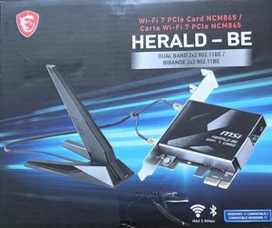 MSI Herald-BE WI-FI 7 MAX, PCIe, Wi-Fi 7, BT 5.4, Ext Antenna, MLO Tech - Photo 1/3