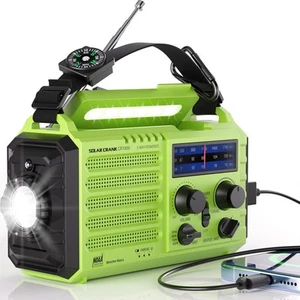 Emergency Radio 5 Way Powered, 5000mAh/18500mWh Survival Solar Hand Crank Por... - Picture 1 of 7