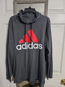 Adidas Felpa Leggera con Cappuccio Manica Lunga/Grande, Alta XLT/Grigio Con Logo  - Foto 1 di 14