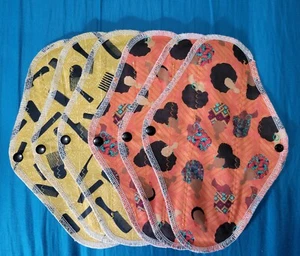Set/6 Reusable Menstrual Pads (Coiffied Crowns) NWOT Momma Cloth - Picture 1 of 4