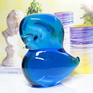 FM Konstglas Ronneby Sweden Crystal Pippi Blue Bird Joseph Marcoli 6" Tall 4lbs - Picture 1 of 6