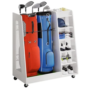 Wooden Golf Bag Storage Rack Holder for Garage Fit for 2 Golf Bags Organizer - Picture 1 of 6