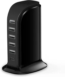 Cargador USB Múltiple de 6 Puertos 30W con Pantalla con Acoplamiento Universal - Photo 1 sur 12