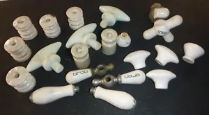 Lot Vintage Ceramic Knob & Tube Wire Insulators Porcelain Sink Handles Etc. - Picture 1 of 13