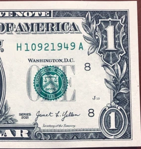 1949 Trailing Birth Year Note One Dollar Bill Fancy Serial Number H1092 1949A - Picture 1 of 3