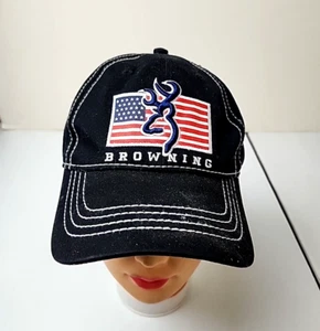 Browning Black/Embroidered Logo Dear Hunting Cap American Flag Adjustable Hat - Picture 1 of 10