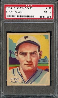 BB - 1934 Diamond Stars - #92 - Ethan Allen - PSA 7 - NM - Image 1 of 2