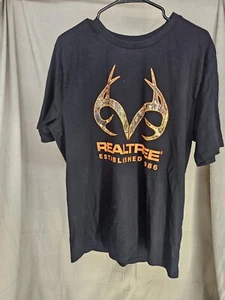 Men's Real Tree XL Orange Black Camo 1986 Short Sleeve Tee T Shirt - Picture 1 of 4