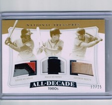 EDDIE MURRAY DALE MURPHY GEORGE BRETT 2017 NATIONAL TREASURES GU MEM # 12/25