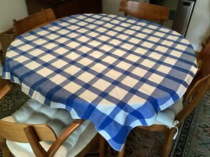 "Vintage blaue karierte Tischdecke aus Gingham - 49"" x 43"" - Bild 1 von 4