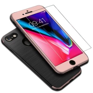 Etui na telefon Apple iPhone 5 / 5s / SE Full Cover Carbon Case Ochrona Bumper Różowe - Zdjęcie 1 z 5