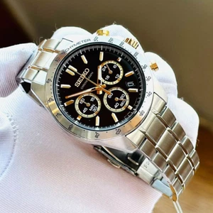 Seiko Spirit schwarzes Zifferblatt Chronograph Edelstahl Herrenuhr SBTR015 - Bild 1 von 7