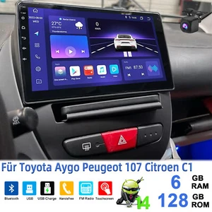 6G+128G Carplay 8-Kern Android Autoradio Für Toyota Aygo Citroen C1 Peugeot 107 - Bild 1 von 13