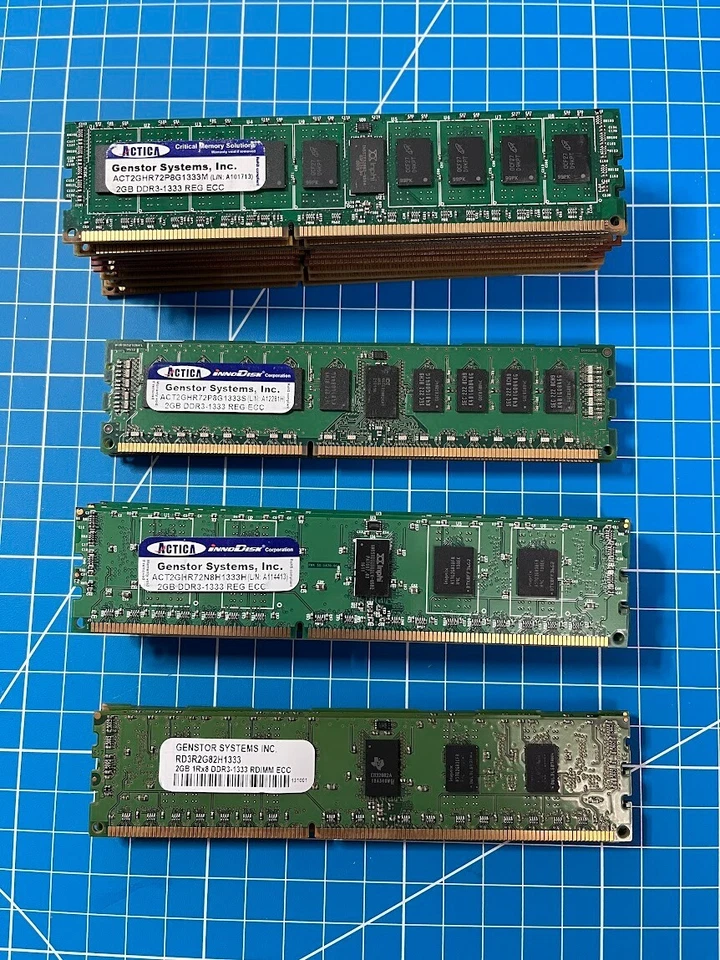 Lot (21) 2GB 1Rx8 DDR3-1333 PC3-10600R ECC REG 1.5V 240p RDIMM Actica ACT2GHR72. - Image 1 of 1