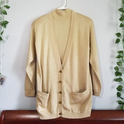 I.B. Cárdigan Diffusion Dorado Brillo XS Conjunto de 2 Piezas Festivo Ramie Año Nuevo  Foto 1 de 4