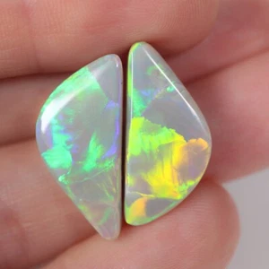 12.84ct Natural Australian Opal Pair, Lightning Ridge Loose Opal Gemstones - Picture 1 of 8