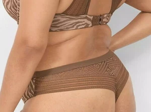 Lane Bryant Taupe Zebra No-Show Lace Back Thong Panty Plus Size 14/16, 1X - Picture 1 of 6