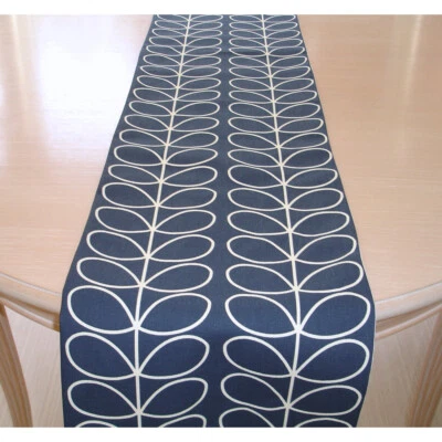 Navy Blue Table Runner 4ft Orla Kiely Linear Stem Whale 48" 120cm - Image 1 of 3
