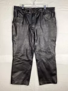 Xelement Black Leather Pants Motorcycle Gear Women's Size 16 Front Zipper, Heavy - Picture 1 of 8