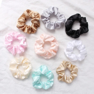 Silky Satin Hair Scrunchies Elastic Solid Color Hair Tie Rope Hair Ring Ponytail - Image 1 of 4