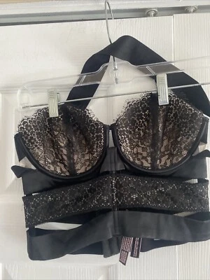 Victorias Secret 34 C Very Sexy Black Balconette Lace Bandage Top Babydoll - Image 1 of 4