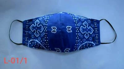 Bandana Blue Face Mask Triple Layer Muslin & Cotton Large Anti-Microbial L-01/1 - Image 1 of 2