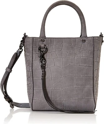 Rebecca Minkoff $228 Gray Croc Embossed Genuine Leather Chain Tote Crossbody NWT - Image 1 of 4