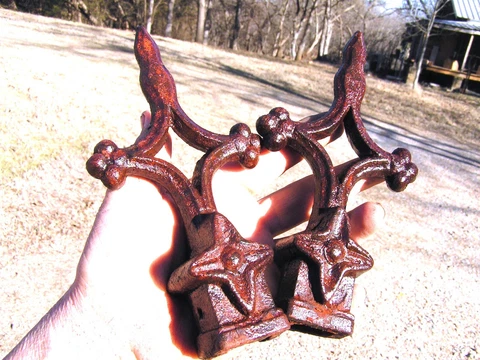 TWO cast iron finials Architectural Rust finish Cover