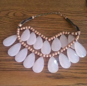 New Joan Rivers Double Strand Faceted Teardrop Necklace - Pink & Rosetone - 16" - Picture 1 of 2